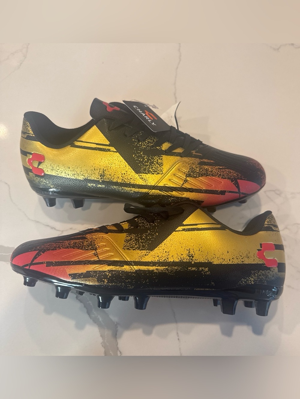 Charly Men’s  Soccer Cleats in Yellow Black and Red - Unbranded